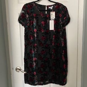 NWT Black Dress with velvet flowers